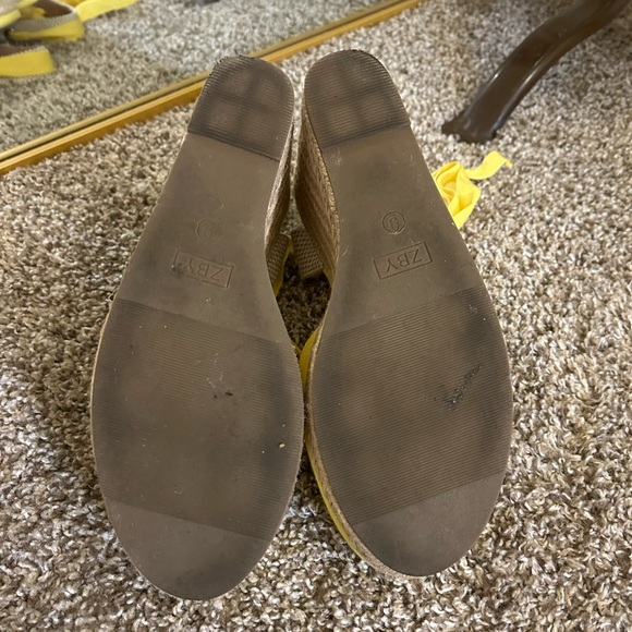 Size 9 sunny yellow espadrilles. 3 inch heel. Worn once. - Picture 3 of 6
